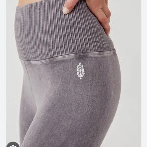 Free People Gray Ribbed Waistband Leggings